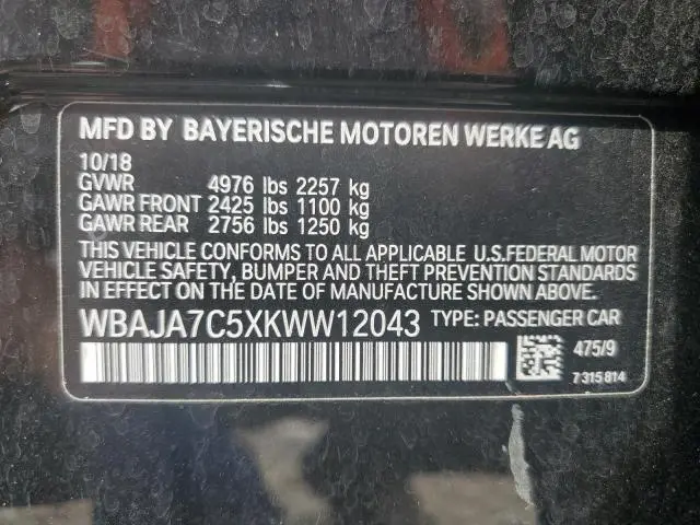 2019 BMW 530 XI  