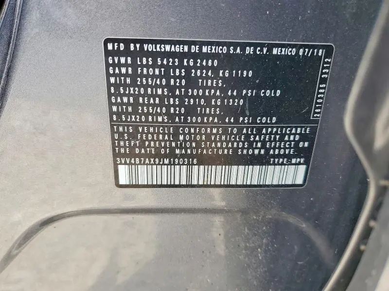 2018 VOLKSWAGEN TIGUAN SEL PREMIUM  