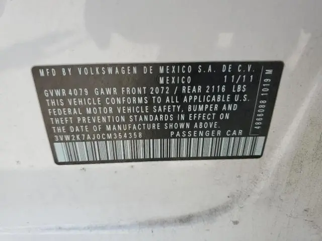 2012 VOLKSWAGEN JETTA BASE  