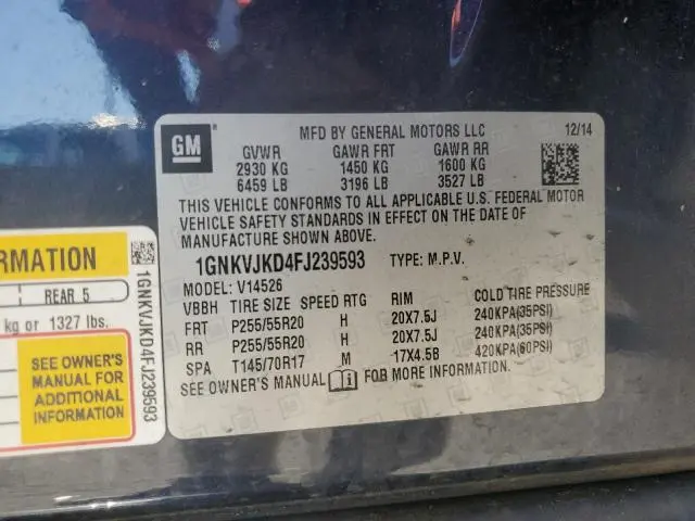 2015 CHEVROLET TRAVERSE LTZ  