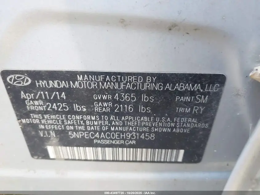 2014 HYUNDAI SONATA LIMITED