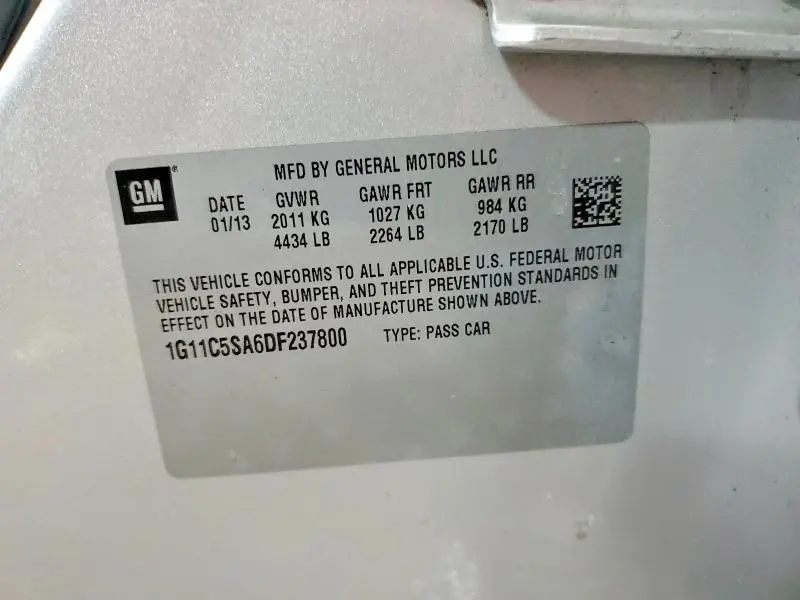 2013 CHEVROLET MALIBU 1LT  