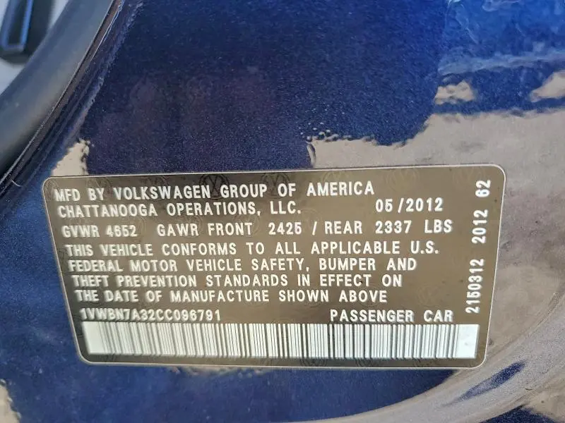 2012 VOLKSWAGEN PASSAT SE  