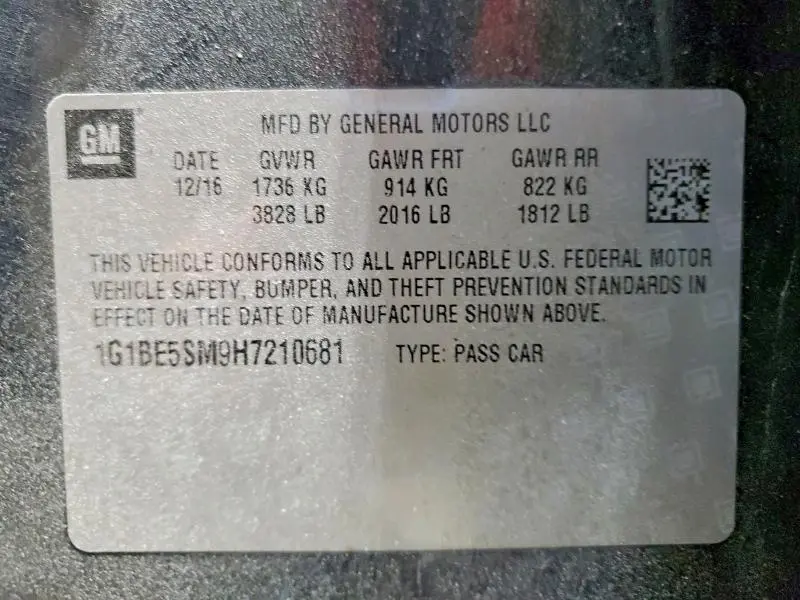 2017 CHEVROLET CRUZE LT  