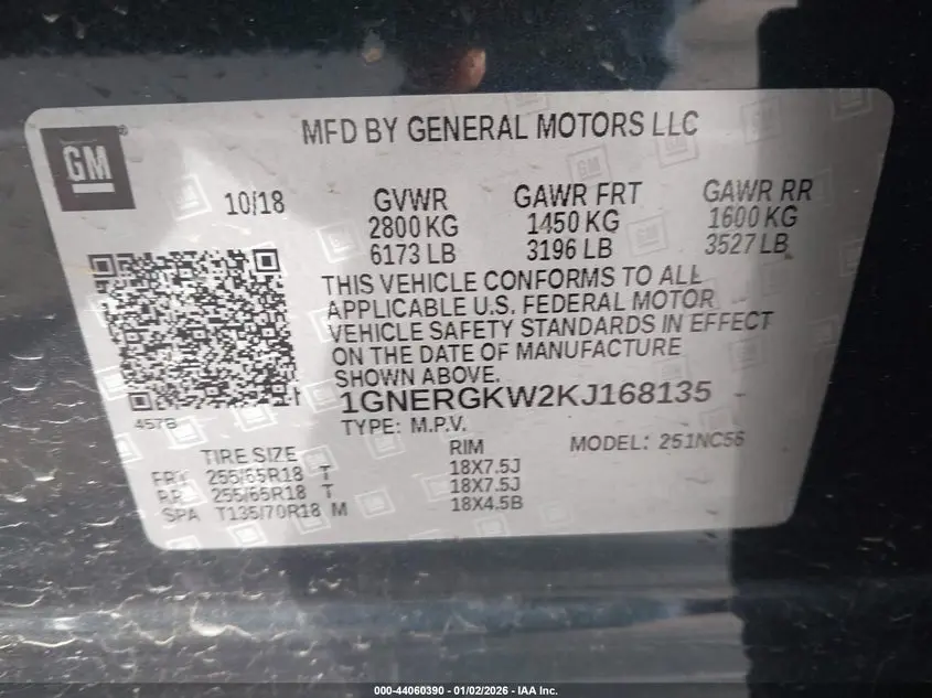 2019 CHEVROLET TRAVERSE 1LT