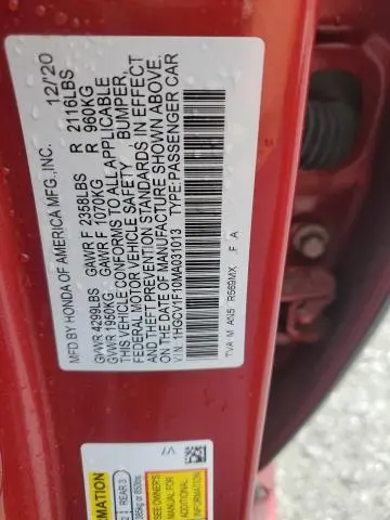 2021 HONDA ACCORD LX