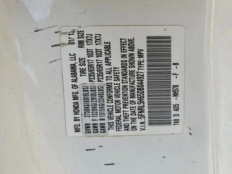 2013 HONDA ODYSSEY EXL  