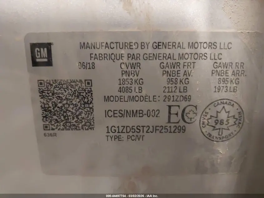 2018 CHEVROLET MALIBU LT