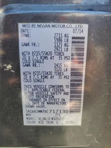 2014 NISSAN PATHFINDER S  