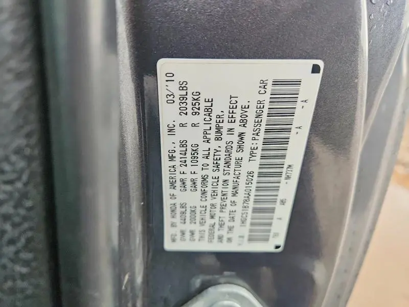 2010 HONDA ACCORD EX  