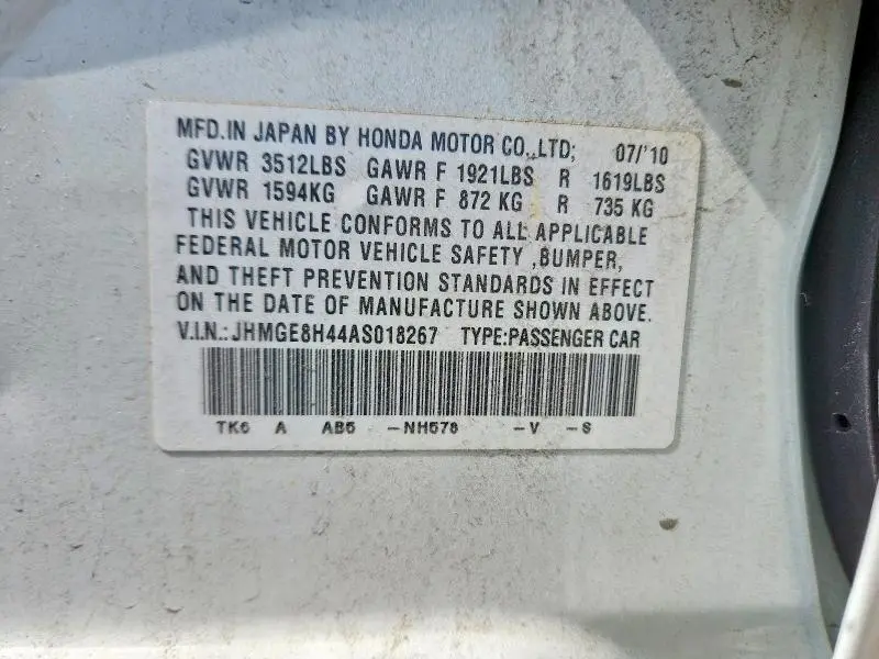 2010 HONDA FIT SPORT  
