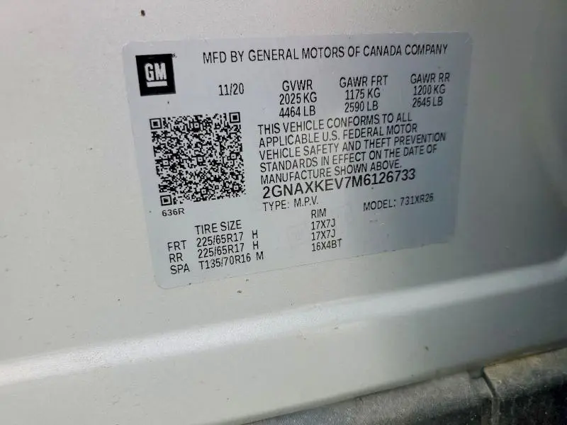 2021 CHEVROLET EQUINOX LT  