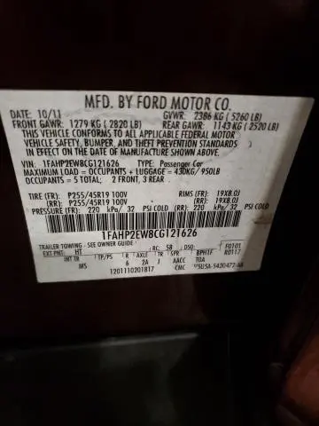 2012 FORD TAURUS SEL
