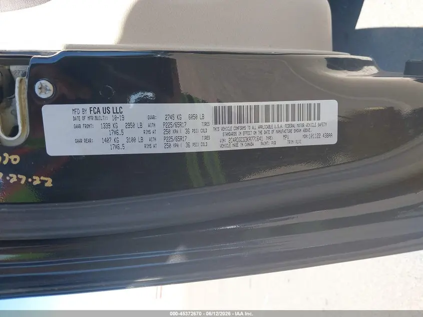 2019 DODGE GRAND CARAVAN SXT