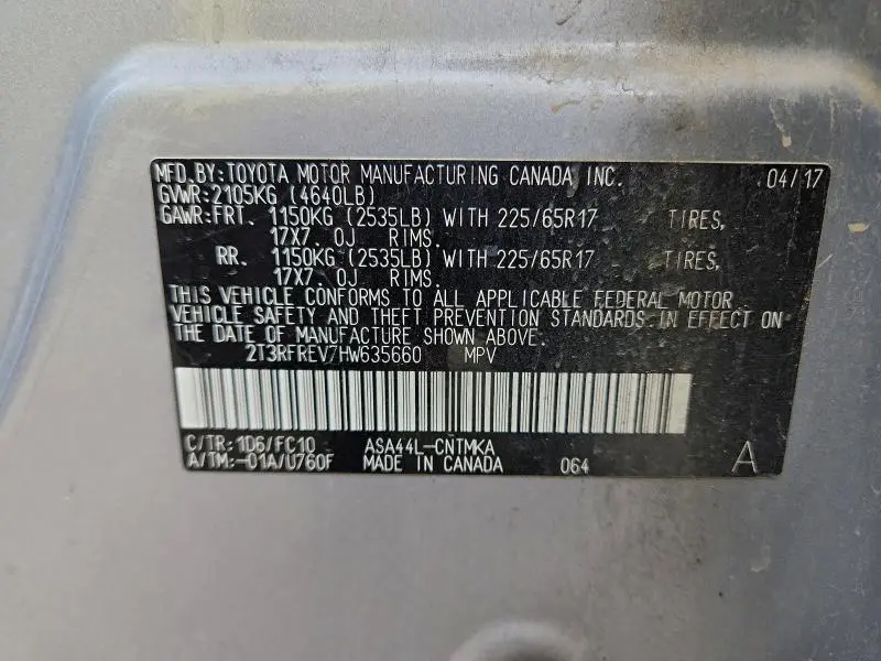 2017 TOYOTA RAV4 XLE  