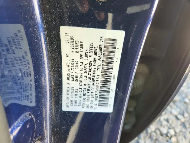 2017 HONDA ACCORD EXL  