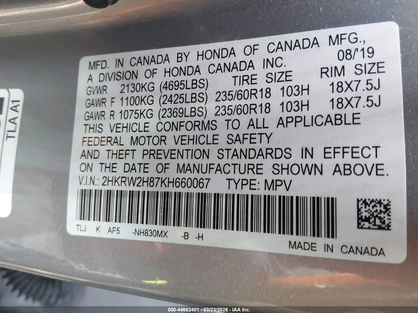 2019 HONDA CR-V EX-L