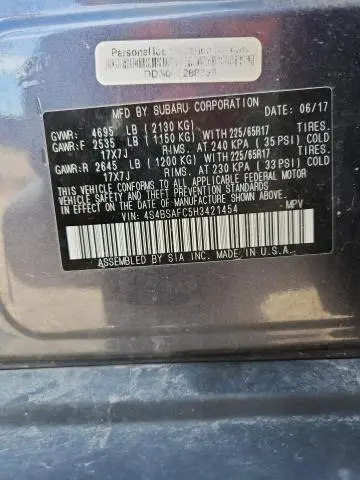 2017 SUBARU OUTBACK 2.5I PREMIUM  