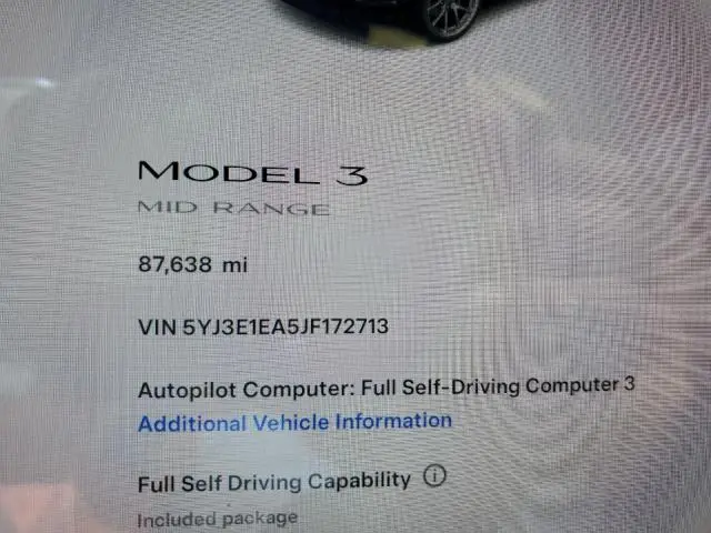 2018 TESLA MODEL 3   