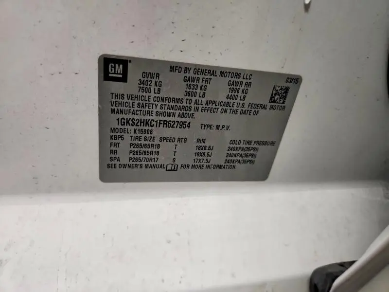 2015 GMC YUKON XL K1500 SLT  