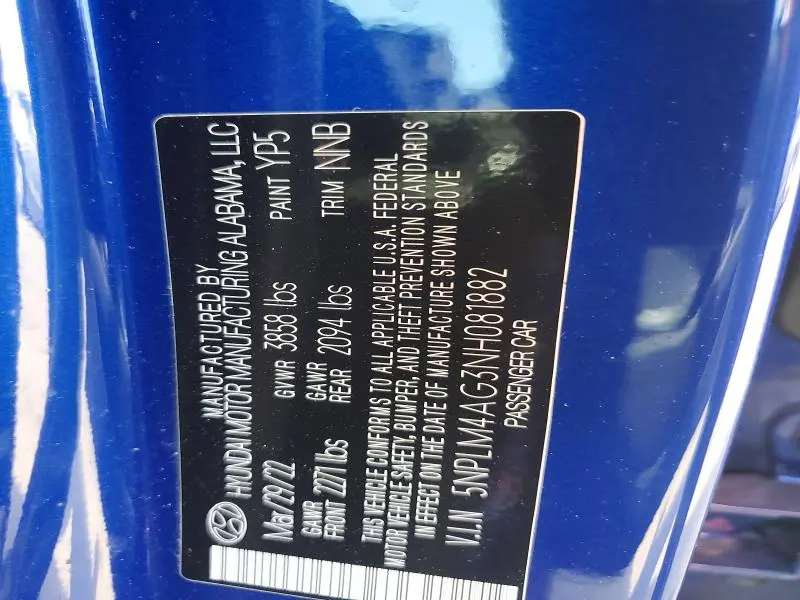 2022 HYUNDAI ELANTRA SEL  