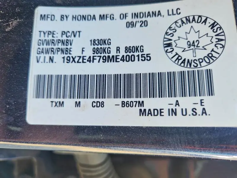 2021 HONDA INSIGHT TOURING  