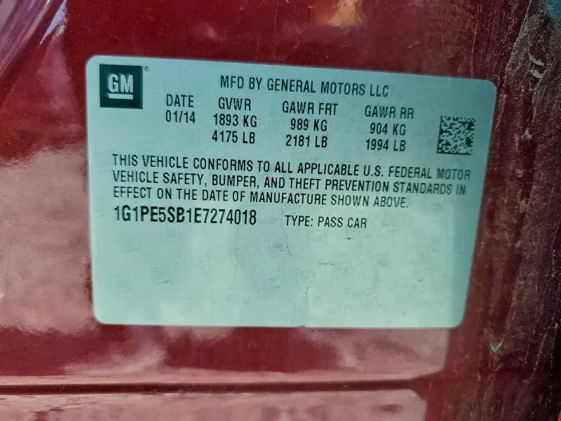 2014 CHEVROLET CRUZE LT  