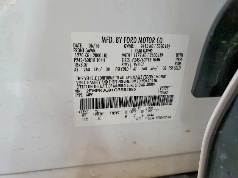 2016 FORD EDGE SE  