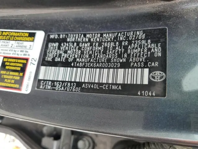 2010 TOYOTA CAMRY BASE  