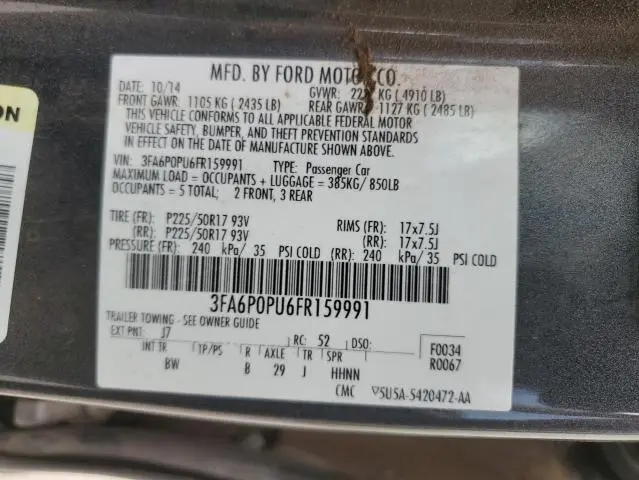2015 FORD FUSION SE PHEV  