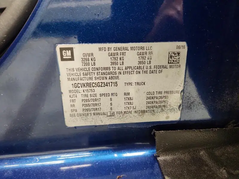 2016 CHEVROLET SILVERADO K1500 LT  