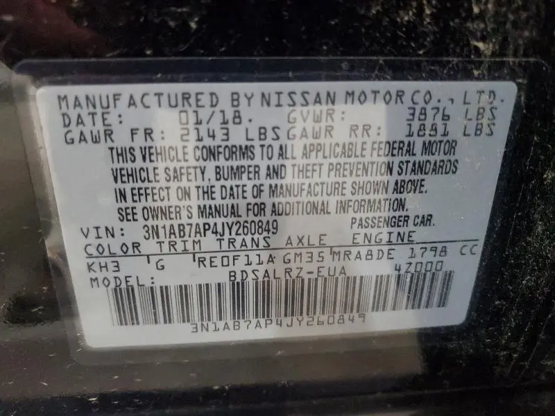2018 NISSAN SENTRA SR  