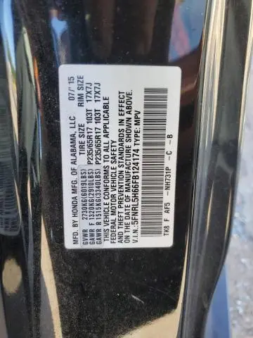 2015 HONDA ODYSSEY EXL  