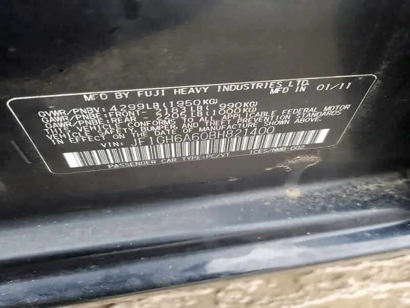 2011 SUBARU IMPREZA 2.5I  