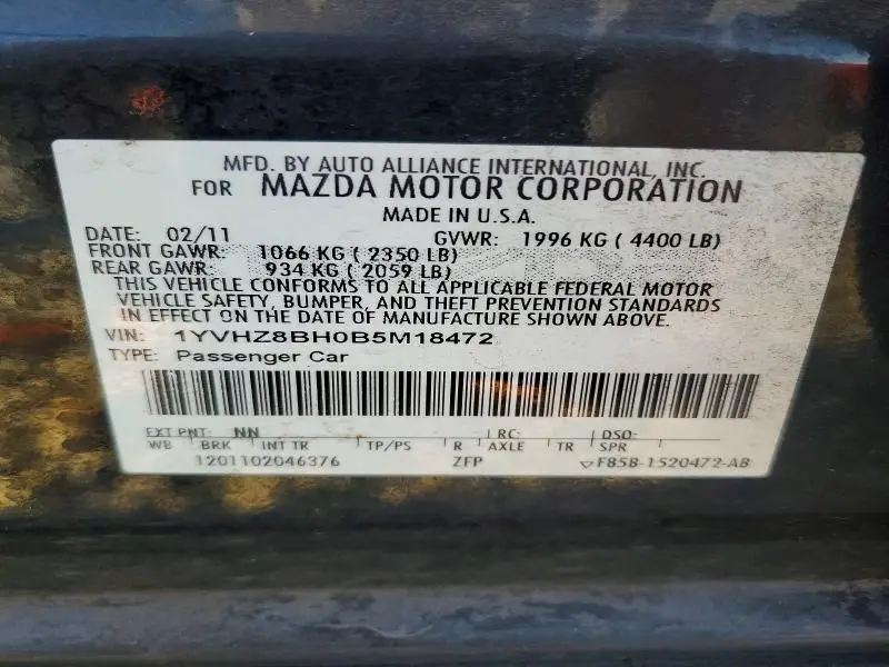2011 MAZDA 6 I  