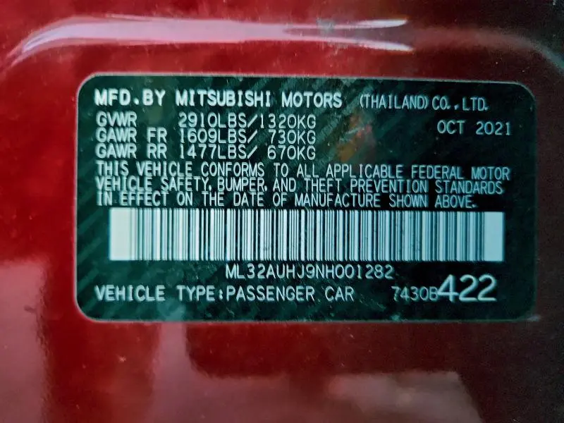 2022 MITSUBISHI MIRAGE ES  