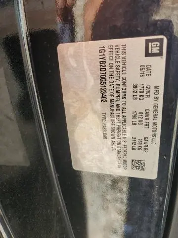 2016 CHEVROLET CORVETTE STINGRAY 1LT  