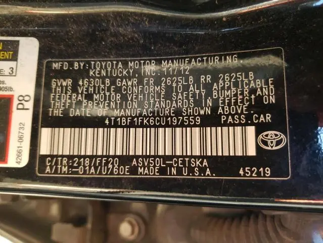 2012 TOYOTA CAMRY BASE