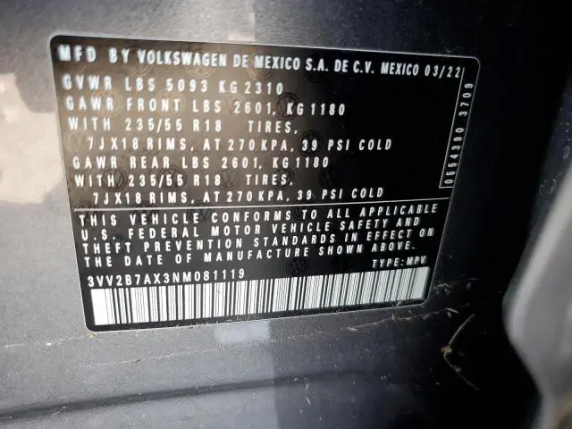 2022 VOLKSWAGEN TIGUAN SE  