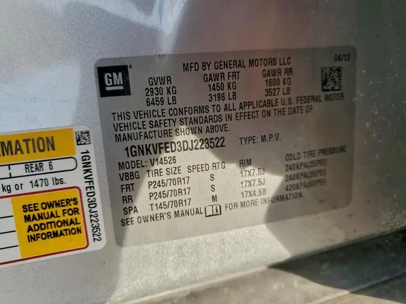 2013 CHEVROLET TRAVERSE LS  