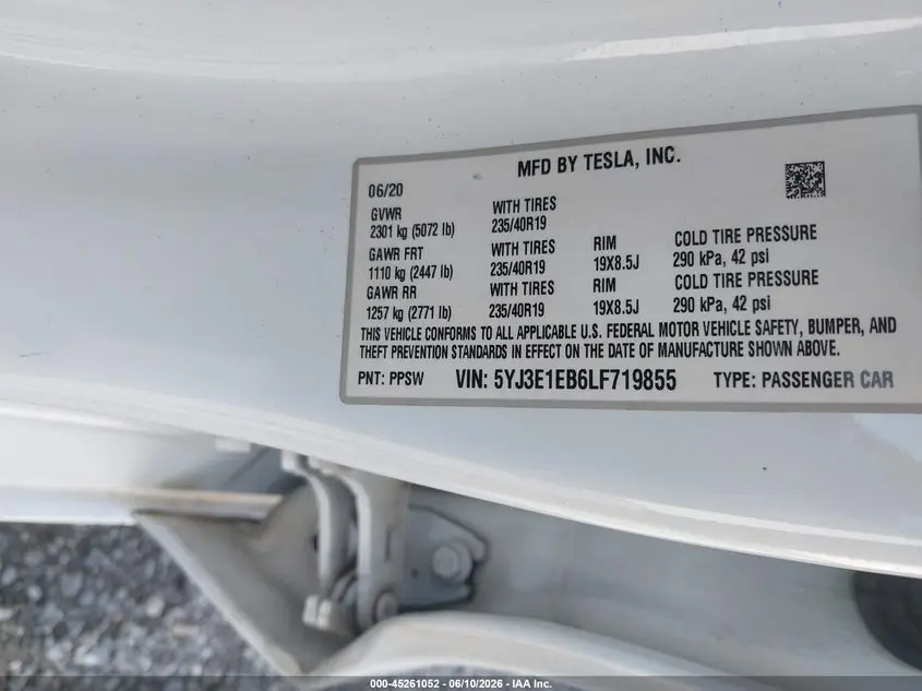 2020 TESLA MODEL 3 LONG RANGE DUAL MOTOR ALL-WHEEL DRIVE