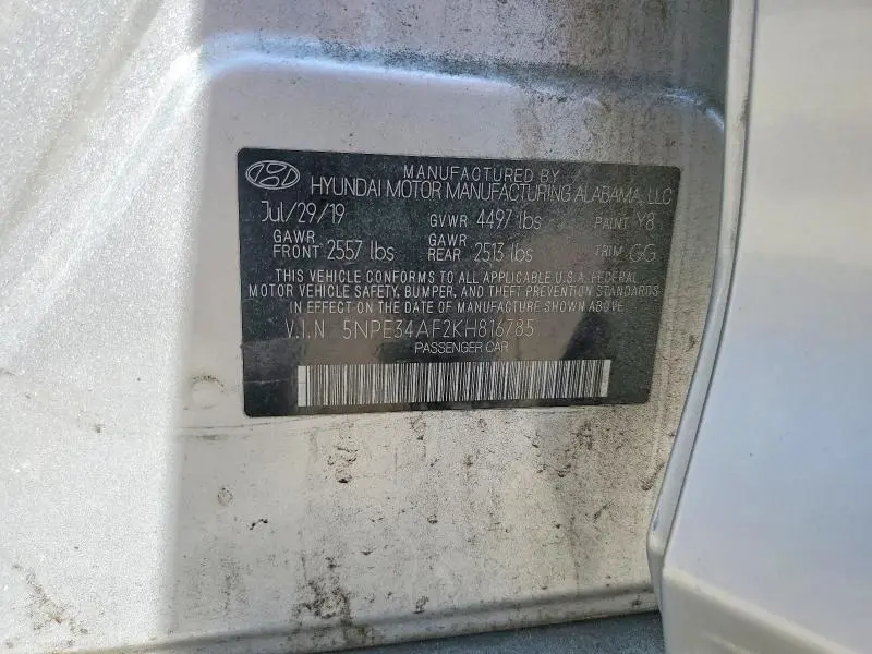 2019 HYUNDAI SONATA SEL  
