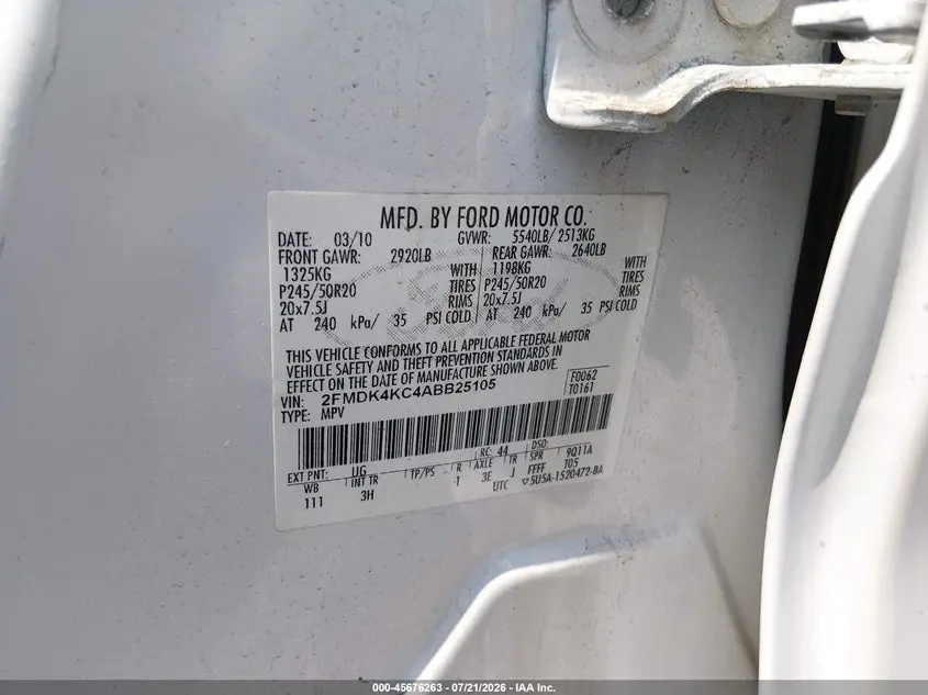 2010 FORD EDGE LIMITED
