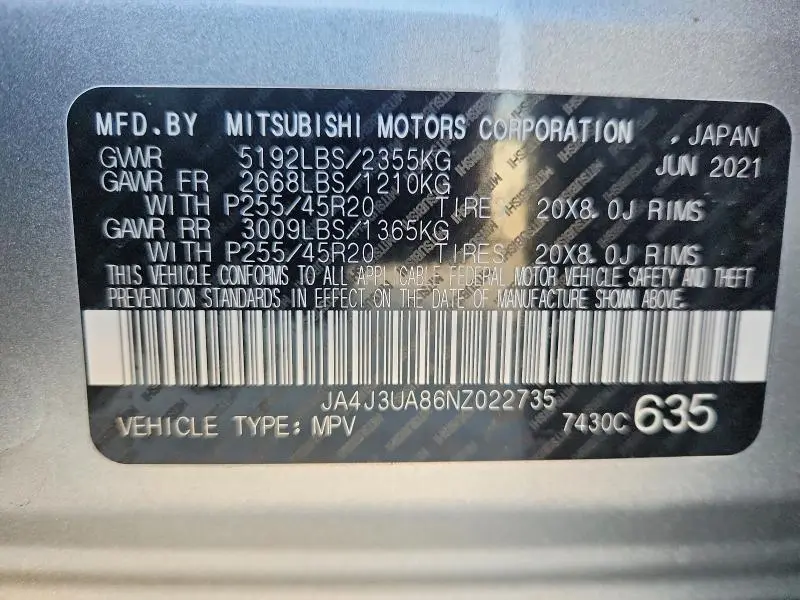 2022 MITSUBISHI OUTLANDER SE  