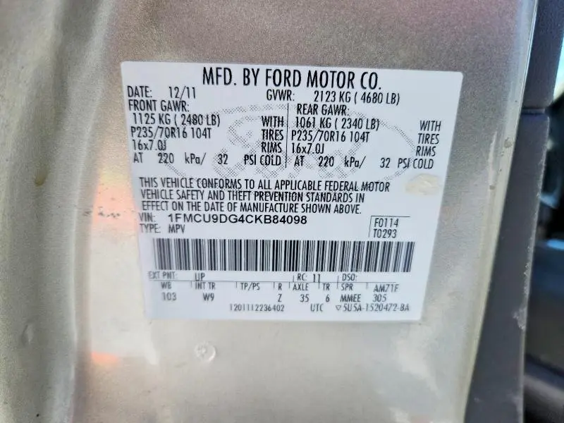 2012 FORD ESCAPE XLT  