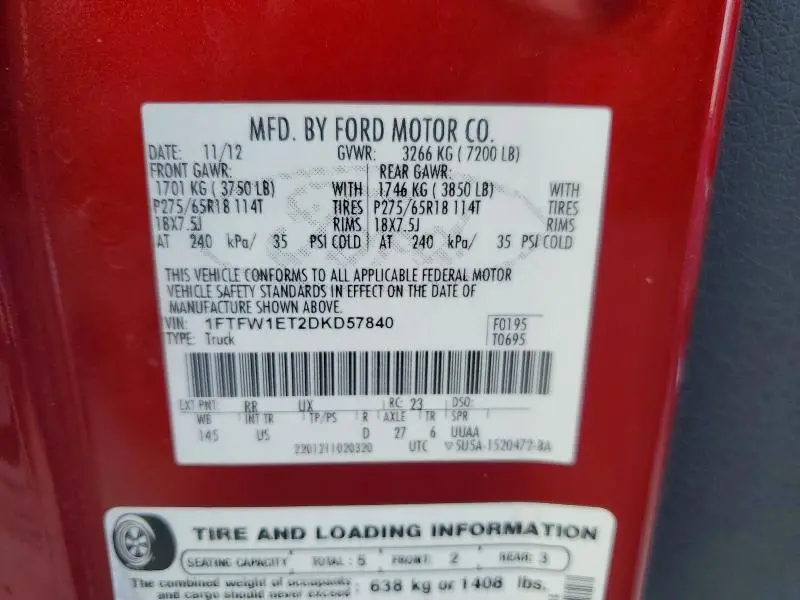 2013 FORD F150 SUPERCREW  
