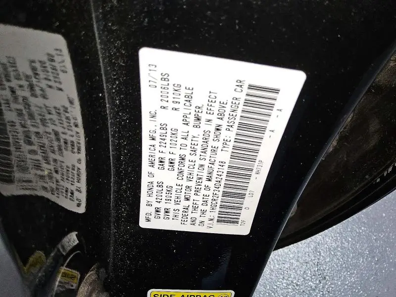 2013 HONDA ACCORD LX  