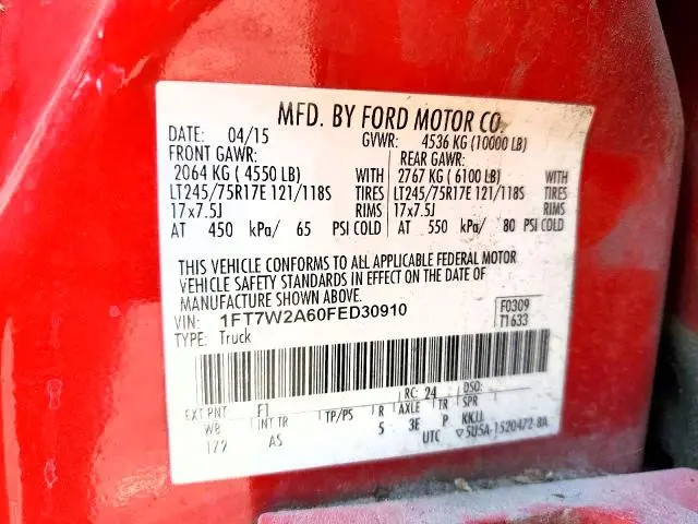 2015 FORD F250 SUPER DUTY  