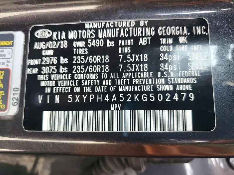 2019 KIA SORENTO EX V6  