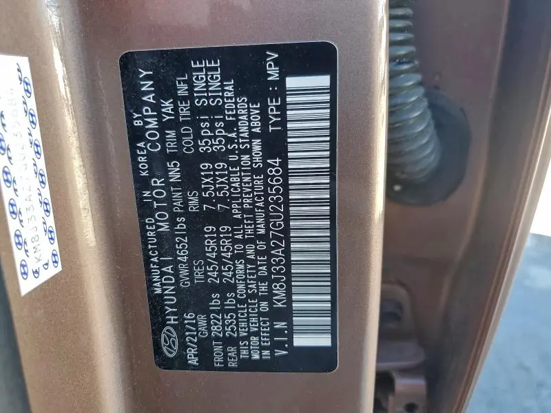 2016 HYUNDAI TUCSON LIMITED  